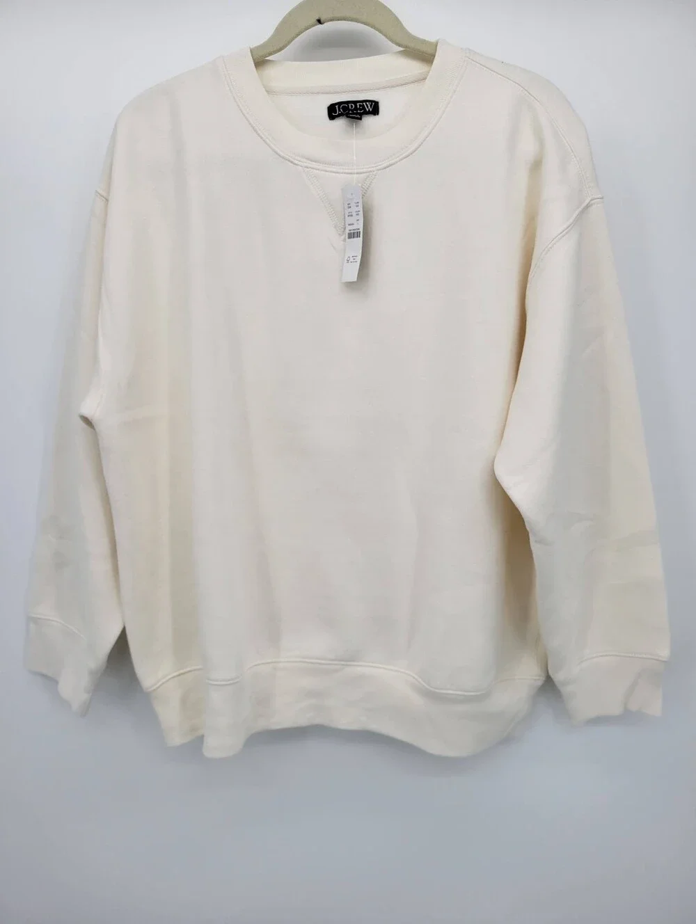 J Crew Heritage fleece oversized crewneck sweatshirt Size L Ivory